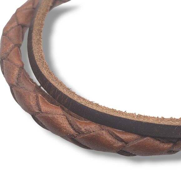 Multiple Strap Brown Leather  Bracelet Adjustable Stackable Unisex - Picture 9 of 10